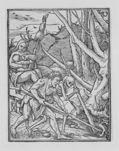Adán cavando, de La danza de la muerte, ca. 1526, publicado 1538 de Hans Lützelburger