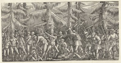 Batalla de hombres desnudos y campesinos de Hans Lützelburger
