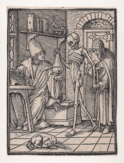 El doctor o médico, de La danza de la muerte, ca. 1526, publicado 1538 de Hans Lützelburger