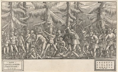Batalla de los hombres desnudos y campesinos de Hans Lützelburger, after Master NH