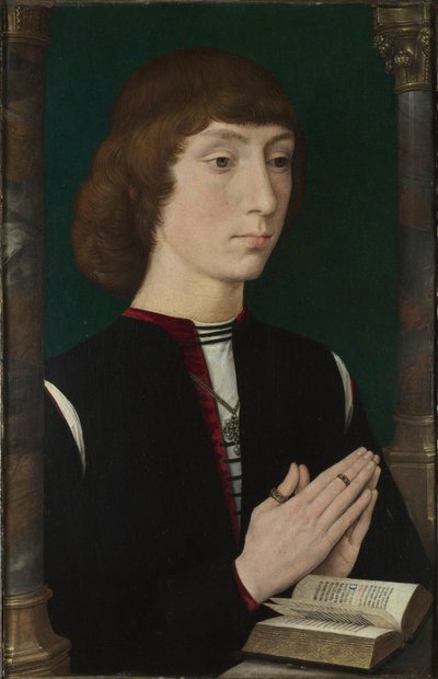 Un joven en oración, 1470s de Hans Memling