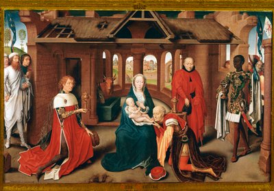 Adoración de los Magos. Panel central del tríptico del Prado de Hans Memling