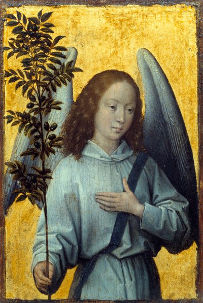 Ángel sosteniendo una rama de olivo de Hans Memling