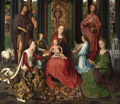 Detalle de la tabla central del Tríptico de San Juan Bautista y San Juan Evangelista de Hans Memling