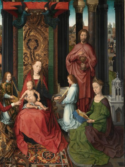 Detalle de la tabla central del Tríptico de San Juan Bautista y San Juan Evangelista de Hans Memling