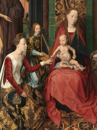 Detalle de la tabla central del Tríptico de San Juan Bautista y San Juan Evangelista de Hans Memling