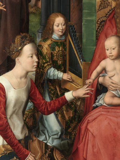 Detalle de la tabla central del Tríptico de San Juan Bautista y San Juan Evangelista de Hans Memling