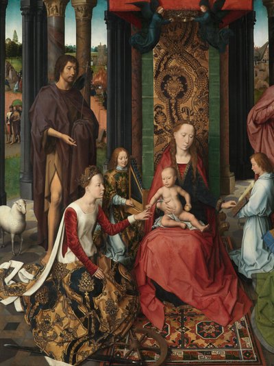 Detalle de la tabla central del Tríptico de San Juan Bautista y San Juan Evangelista de Hans Memling