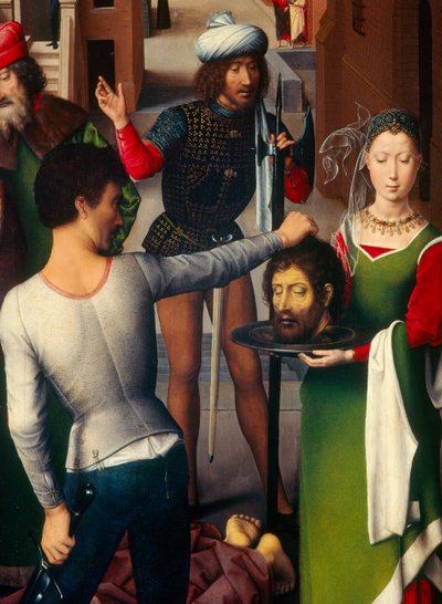 Detalle del panel izquierdo del Tríptico de San Juan Bautista y San Juan Evangelista de Hans Memling