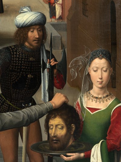 Detalle del panel izquierdo del Tríptico de San Juan Bautista y San Juan Evangelista de Hans Memling