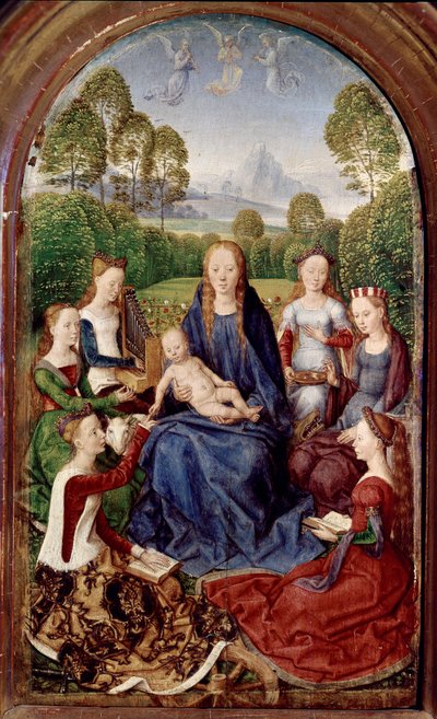 Díptico de Jean du Cellier: Virgen y seis santos de Hans Memling
