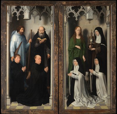 Exterior del Tríptico de San Juan Bautista y San Juan Evangelista de Hans Memling