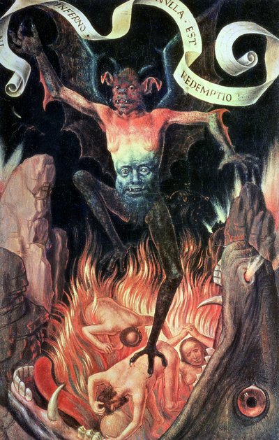 Infierno, panel derecho del Tríptico de la Vanidad Terrenal y la Salvación Divina, c.1485 de Hans Memling