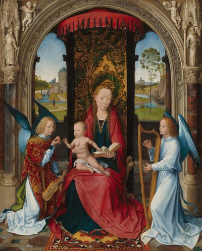 Madonna y el Niño con ángeles de Hans Memling