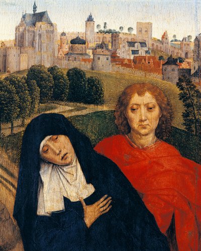 Nuestra Señora de los Dolores, detalle de la Crucifixión de Hans Memling (hacia 1430-1494) de Hans Memling