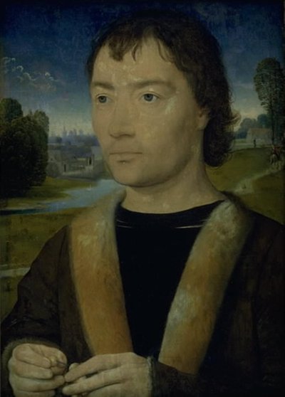 Retrato de un joven con un rosario de Hans Memling