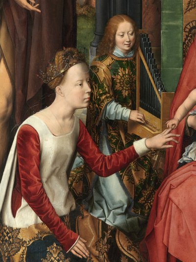 Santa Catalina, detalle de la tabla central del Tríptico de San Juan Bautista y San Juan Evangelista de Hans Memling