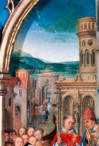 Santuario de Santa Úrsula, llegada a Roma (detalle) de Hans Memling