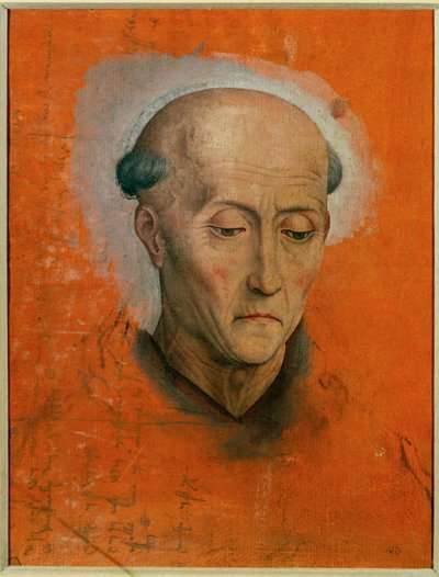 Estudio para la cabeza de San Benito pintada para el altar de la familia Morel de Brujas ... de Hans Memling