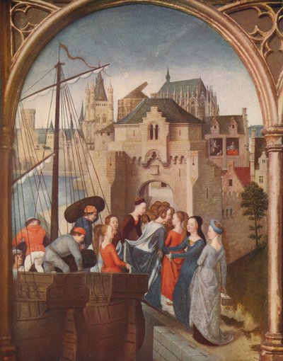 La llegada de Santa Úrsula a Colonia, 1489, c1915 de Hans Memling