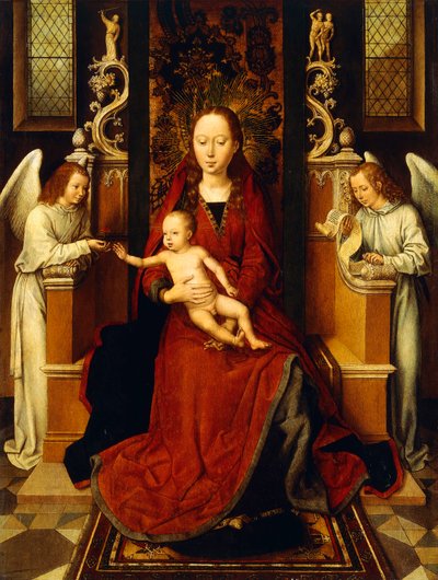 La Virgen y el Niño entronizados con dos ángeles de Hans Memling