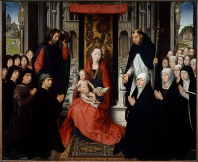 La Virgen y el Niño entre San Jaime y Santa Dominica presentando donantes de Hans Memling