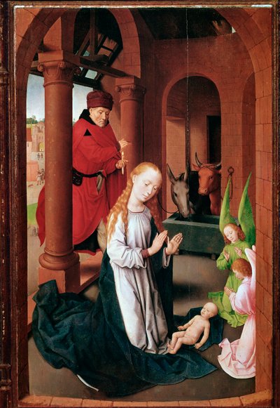 Tríptico del Prado (o Adoración de los Magos): Natividad (panel izquierdo) de Hans Memling