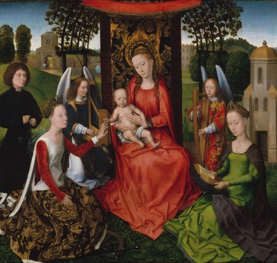 Virgen y Niño con Santa Catalina de Alejandría y Santa Bárbara de Hans Memling