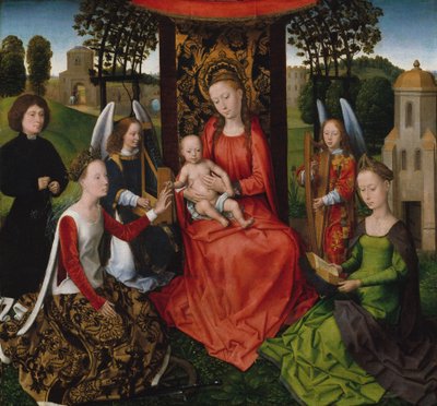 Virgen y el niño con las santas Catalina de Alejandría y Bárbara de Hans Memling