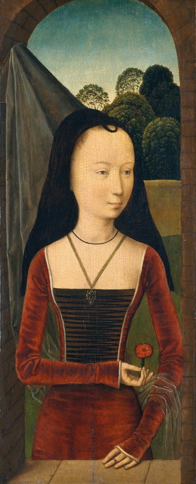 Joven mujer con un clavel de Hans Memling