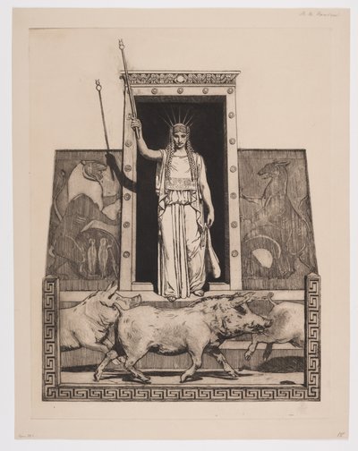 Circe transforma a los hombres de Ulises en cerdos de Hans Nikolaj Hansen
