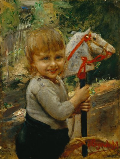 Chico con caballo de batalla de Hans Olaf Heyerdahl