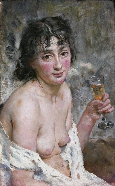 Chica champaña (óleo sobre lienzo) de Hans Olaf Heyerdahl