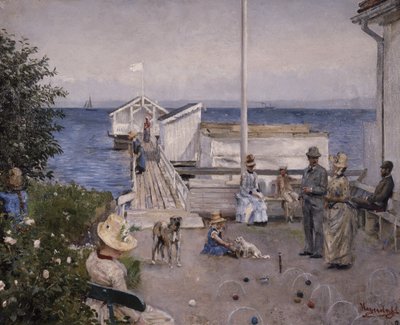 El muelle de Åsgårdstrand (óleo sobre lienzo) de Hans Olaf Heyerdahl
