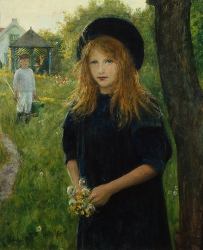 retrato de niña (pintura) de Hans Olaf Heyerdahl