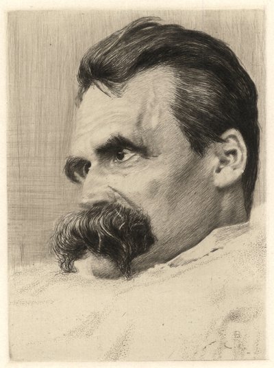 Retrato de Friedrich Nietzsche (1844 - 1900), filósofo alemán de Hans Olde