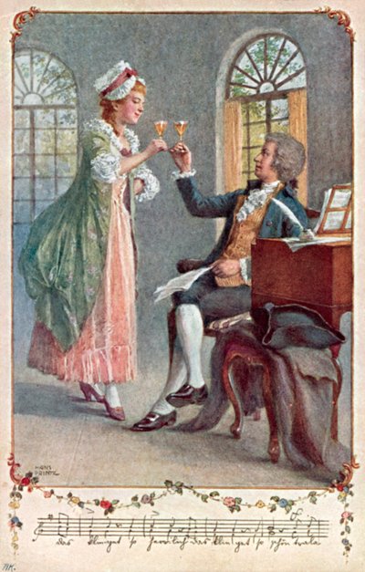 Mozart trabajando en su ópera 