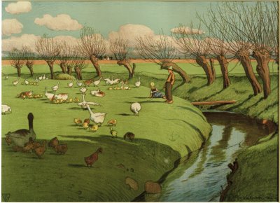 Pradera de gansos de Hans Richard von Volkmann