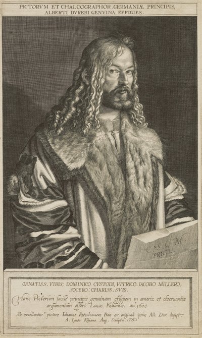 Retrato de Durero, grabado por Lucas Kilian de Hans Rottenhammer
