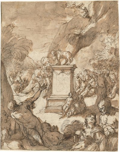 La adoración del becerro de oro de Hans Rottenhammer
