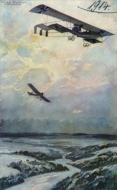 Biplano militar en misión de reconocimiento sobre el Argonnerwald de Hans Rudolf Schulze