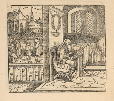 Mujer rezando y cortejo fúnebre de Hans Schäufelein (possibly)