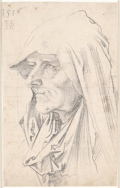 Retrato de una anciana de perfil hacia la izquierda de Hans Schäufelein