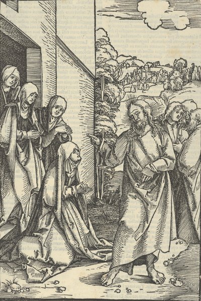 Cristo despidiéndose de su madre, de Speculum passionis domini nostri Ihesu Christi, 1507 de Hans Schäufelein the Elder