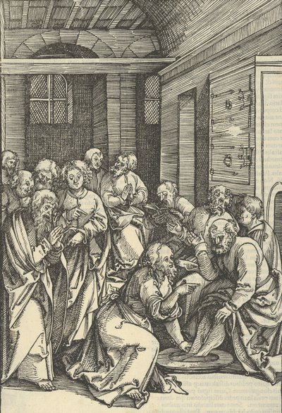 Cristo Lavando los Pies de San Pedro, de Speculum passionis domini nostri Ihesu Christi, 1507 de Hans Schäufelein the Elder