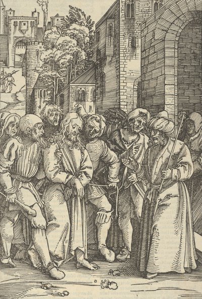 Cristo ante Pilato frente a su palacio, de Speculum passionis domini nostri Ihesu Christi, 1507 de Hans Schäufelein the Elder