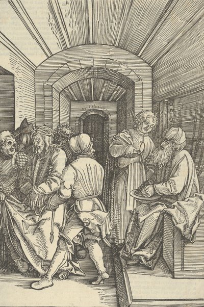 Pilato lavándose las manos, de Speculum passionis domini nostri Ihesu Christi, 1507 de Hans Schäufelein the Elder