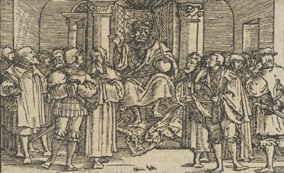 Representantes de Atenas y Corinto en la Corte de Arquidamo, Rey de Esparta de Hans Schäufelein the Elder