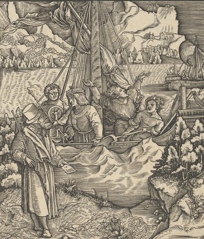 Unfalo poniendo en peligro el barco de Theuerdanck, de Theuerdanck de Hans Schäufelein the Elder