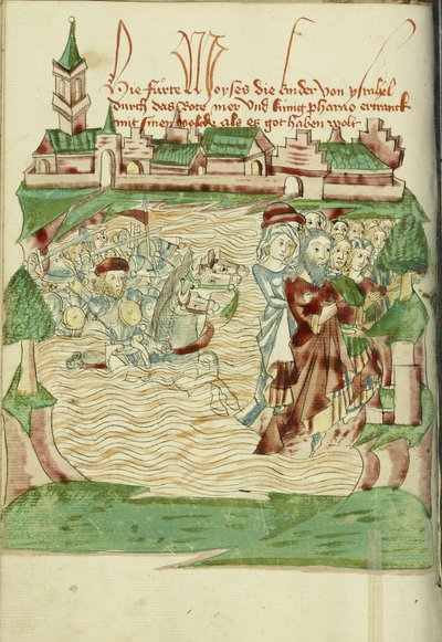 El cruce del Mar Rojo Ms Ludwig XV 9 fol. 56v, 1469 de Hans Schilling